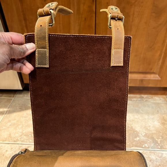 Leather backpack vintage w/ removable sleeve for laptop - Picture 4 of 14